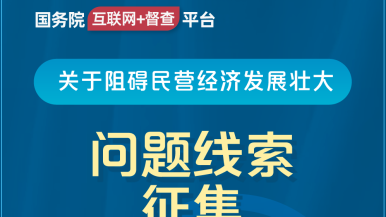 嗯哈…骚逼都流水了国务院“互联网+督查”平台公开征集阻碍民营经济发展壮大问题线索